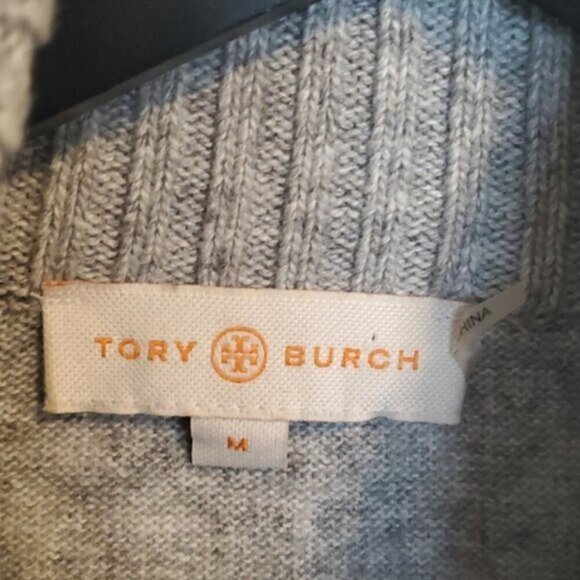 Tory Burch Giselle Rib Trim Mock Neck Sweatshirt Size M - Picture 3 of 9